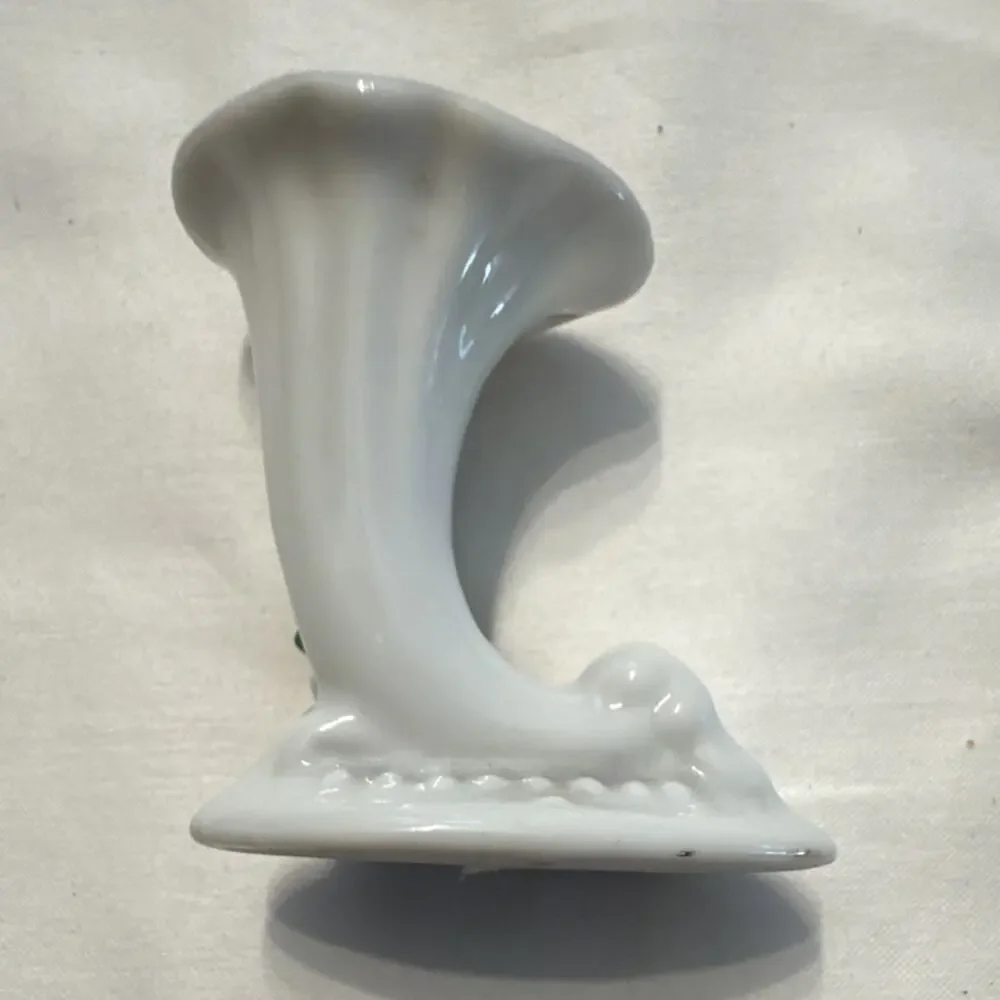 Miniature Cornucopia Floral Hand Painted horn shaped with 22k Gold 1 3/4” x 2”